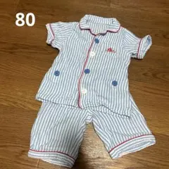 ガーゼパジャマ 80cm ストライプ　コンビミニ　半袖