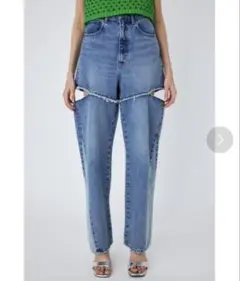 MOUSSY CUT OUT WIDE STRAIGHT BLU