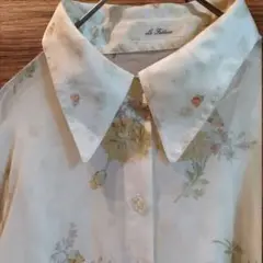 Le Pallas 花柄 長袖シャツ シースルー アイボリー