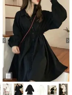 GRLシャーリングシャツワンピース