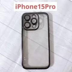 iPhone15Pro用スクエアメッキケース ブラック クリア