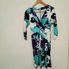 MATERIA花柄ラップワンピース 七分袖