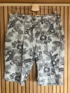 セール！バックナンバー　花柄　綿麻ハーフパンツ