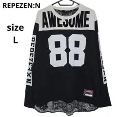 希少 REPEZEN:N 長袖カットソー ロンT ロゴプリント ペイズリー柄