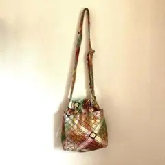 帯リメイクショルダーバッグ ハンドメイド巾着バッグ 和風バッグ 巾着袋