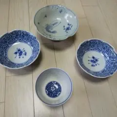 お値下げ染め付け高杯4つ