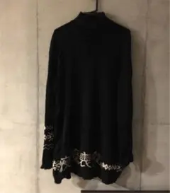 ヨウジヤマモト 16-17aw ハイロングネック刺繍ニット