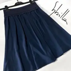美品♡　シビラ　ウエストゴム　シースルー　フレア　スカート　ネイビー