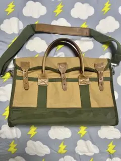 J.W.HUME CO,☆手提げバック☆肩紐付☆キャンパス＋レザー☆ベージュ☆