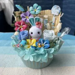 ハンドメイド❣️夏のお庭、金魚、薔薇、朝顔、プリザーブドフラワーアレンジ❁⃘*.゜