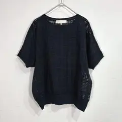 ジユウク【L】半袖 シースルーニット サマーニット カットソー 透け感