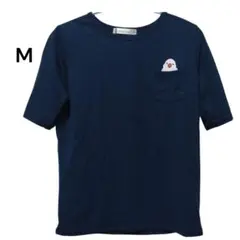 半袖Tシャツ ネイビー　刺繍 ポケット付き　ヒヨコ　レディース　М