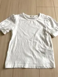 白　無地半袖　女の子　ぽわん袖