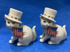 レノックス　フィギュア　フィギュリン　FREEDOM 白い猫の置物 2体セット