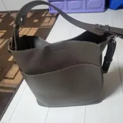 【美品】ダークブラウン 合皮 ショルダーバッグ