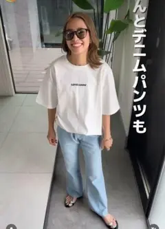 しまむら SAORIコラボ フレアデニムパンツ LL 中水色