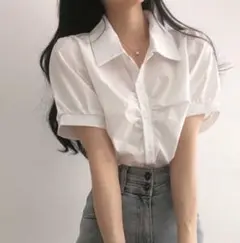 SONA ソニョナラ 半袖 シャツ tシャツ シャーリング クロップ ホワイト