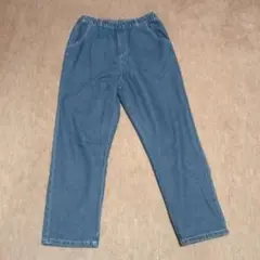 しまむら購入　デニムブルー ストレートパンツ ゴムウエスト　L