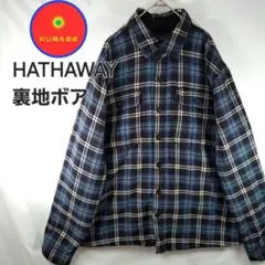 【美品】HATHAWAY　ビックサイズ　アウター　チェック柄　裏地フリース