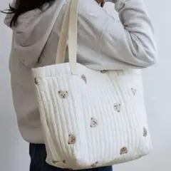 トートバッグ マザーズバッグ キルティング くま