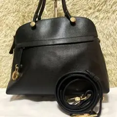 ✨極美品✨フルラ ショルダーバッグ 2way パイパーM チャーム レザー 黒