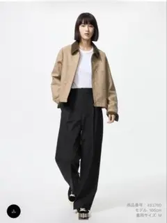 ユニクロ タックワイドパンツ ブラックLサイズ
