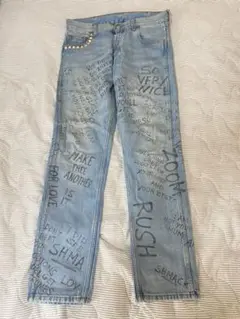 Gucciグラフィティープリントブルーウォッシュデニム17AW