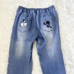 【希少】ScoLarスカラー　ストレッチデニムレギンスパンツ　刺繍入り　猫　鳥