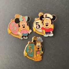 東京ディズニーランド 5周年記念ピンバッジ 3個セット
