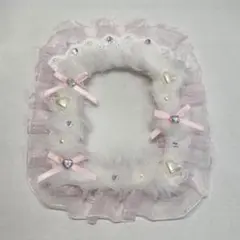 No.95♡ピンク×シルバー♡トレカケースデコ ハンドメイド ふわふわ りぼん