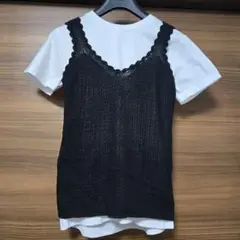 【美品】Clice de Paris　キャミソール　サマーニット春夏黒レース