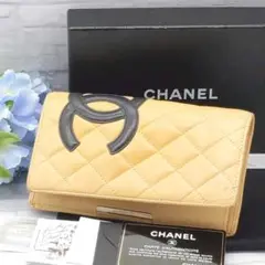 付属品多数【シャネル】長財布 カンボンライン ブラウン レザー キルティング