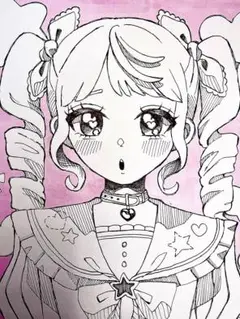 オリジナルイラスト色紙　女の子