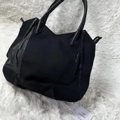 美品★t.b. センソユニコ 牛革×キャンバス トートバッグ ブラック 肩掛け