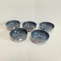 p 陶器製 小鉢 5個セット 花柄 和食器 レトロ 小皿 取り皿【現状品】