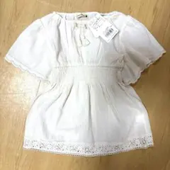 新品未使用　タグ付き　ブランシェス　アイボリー 半袖ブラウス 110 チュニック