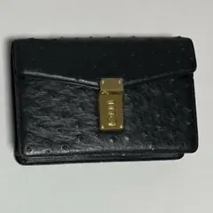 超美品 オーストリッチ セカンドバッグ ロック付き ストラップあり