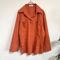 Leshabits レスハビッツ　リネンシャツ　比翼ボタン　M オレンジ　レトロ