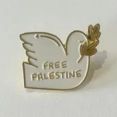 【パレスチナ ガザ 支援】FREE PALESTINE オリーブの鳩 ピンバッチ