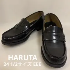 HARUTA 黒 ローファー 3E ハルタ 美品 241/2EEE 横幅広め