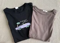 子供用Tシャツ　2枚セット　黒　茶色　160 150