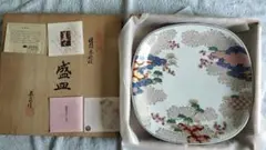 一切未使用箱付き賞美堂　其泉春秋文盛皿大皿木箱入31cm×31cm×高4.5cm