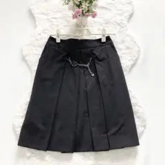 フランス製*CELINE*セリーヌ　トリオンフチェーン付 フレアスカート 黒34