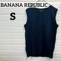 美品✨BANANA REPUBLIC 【S】ネイビー ノースリーブ ニット