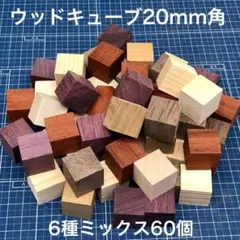 無垢材ウッドキューブ20mm角×60個（6種ミックス）