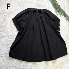 アーバンリサーチ 半袖ブラウス ブラック Aライン ボリュームスリーブ