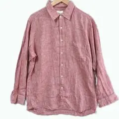 爽快ゆるだぼUNIQLOユニクロ　赤系無地RED赤　リネンシャツ XL A268