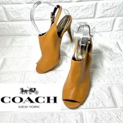 【美品】COACH コーチ キャメル レザーサンダル ショートブーツ ブーティ