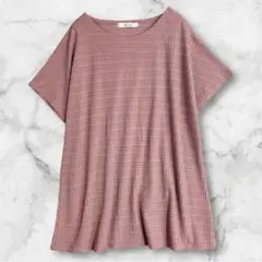2459 ルリス くすみピンク 半袖 Tシャツ チュニック フリーサイズ