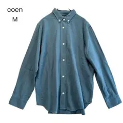 【coen】Mサイズ 青 長袖シャツ 綿100% ベーシックアイテム a0854